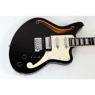 D'Angelico Premier Series Bedford SH Limited-Edition Electric Guitar with Tremolo Regular Black Flake image 3
