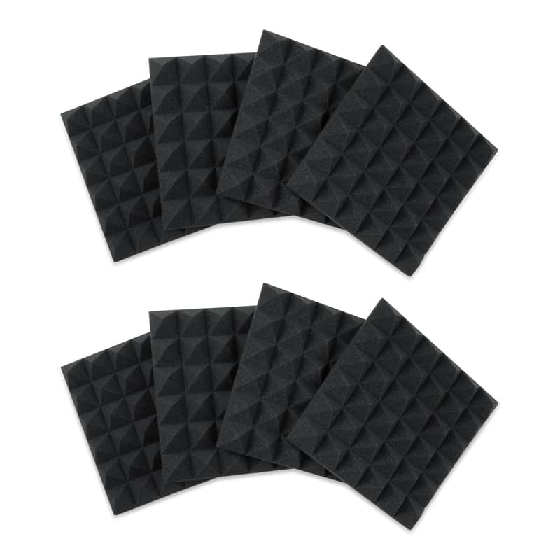Gator Frameworks GFW-ACPNL1212PCHA-8PK 2" Thick Acoustic Foam Pyramid Panels, 12x12, Charcoal, 8-Pack image 1