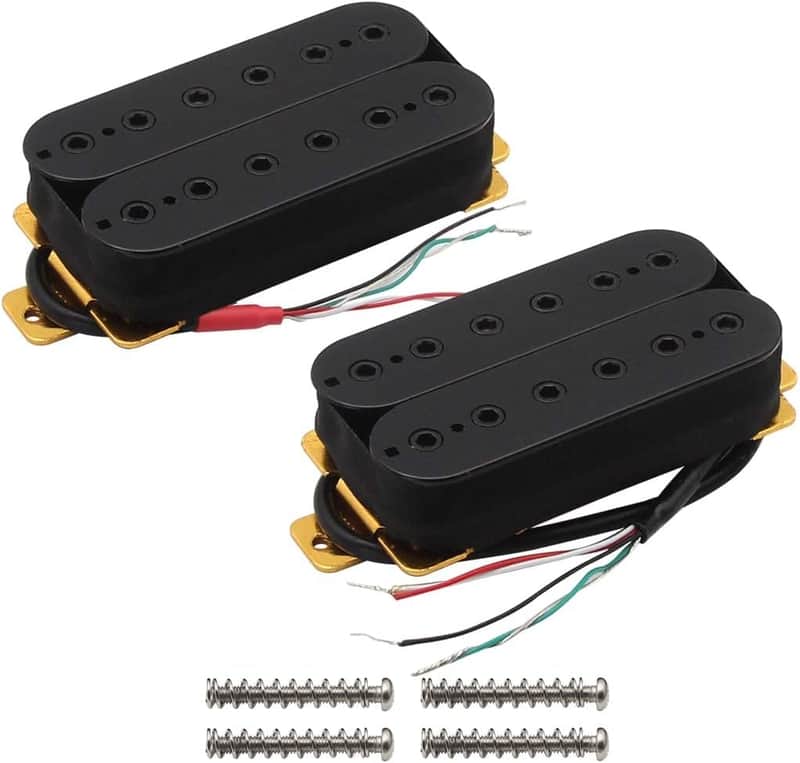 Neck+Bridge Pickup Set Ceramic Double Coil Humbucker Pickups for Electric Guitar Pickup Replacement-Black image 1