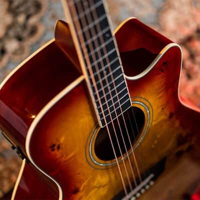 Washburn DFBACEA Deep Forest Burl Grand Auditorium Acoustic Electric Guitar Amber Fade Amber Fade image 19
