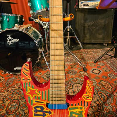 1980s Rockster Super Strat Red Graffiti Factory Graphics MIK image 3