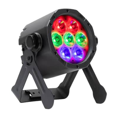 (6) American DJ ADJ ElectraPix Par 7 Pak RGBAL+UV DMX Par Lights w/ Flight Case image 4