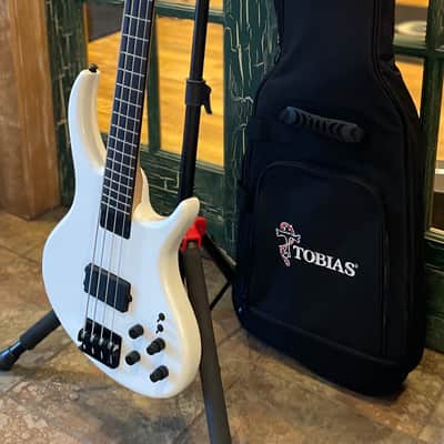 Tobias Growler IV Electric Bass Guitar in Pearl White w/ Tobias Logo Gig Bag image 3