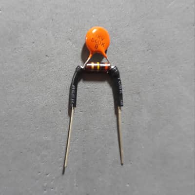 TBK "DiMarzio"Spec "DIMARZ-2" 560pF Coated Ceramic capacitor, 300K AllenBradley CarbonComp resistor image 1
