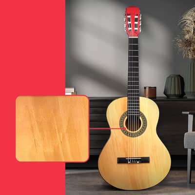 30” Classical Acoustic 6 String Linden Traditional Style Guitar w/Wood Fretboard, Case Bag, Nylon Strap, Tuner, 3 Picks-for Beginner, Children Use, Right Handed image 3