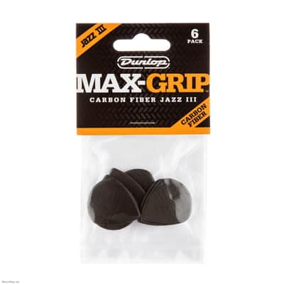 DUNLOP 471P3C Nylon Max Grip Jazz III (6) Pick Pack image 3