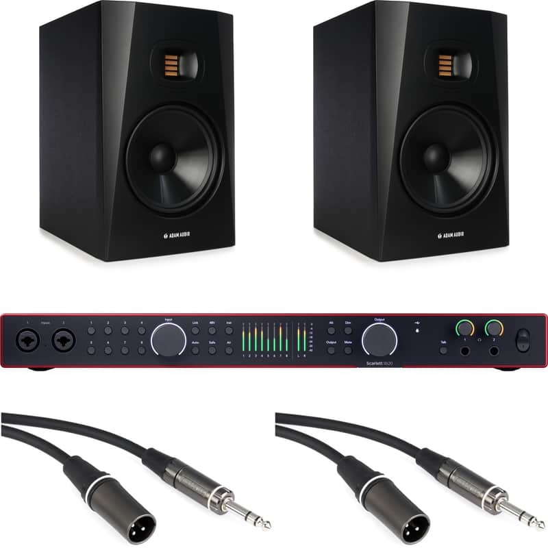 Focusrite Scarlett 18i20 Fourth Generation USB Audio Interface and ADAM Audio T8V 8" Powered Studio Monitors image 1