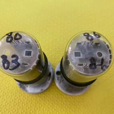 Matched Pair General Electric GE 6SN7 6SN7GTB Vacuum Tubes Valves Copper Support Rods NOS NIB image 6