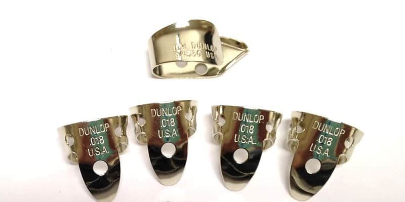 Dunlop Finger Picks with Thumb Pick Metal Nickel Silver .018 inch image 1
