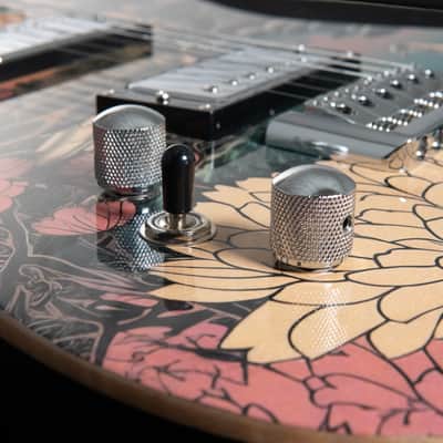 Lindo Left Handed Koya Electric Guitar | Composite Neck | Luminlays | Five Elements Kanji Fretboard Inlays in Maple and Abalone Sea Shell | Japanese Wilderness Art | Designed in Bristol, UK image 8