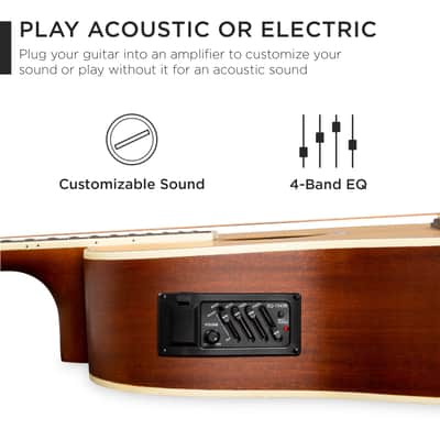 Best Choice Products 41in Beginner Acoustic Electric Cutaway Guitar Set w/ Case, Strap-Blue image 17