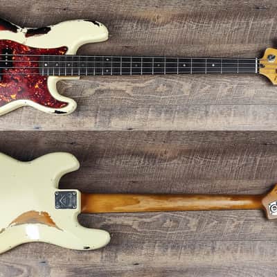 MyDream Partcaster Custom Built - PBass Aged White over Sunburst Hepcat 62' image 2