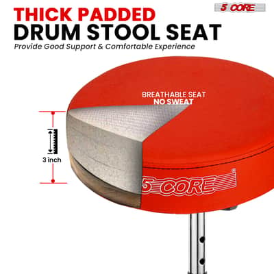 5 Core Drum Throne 3" Padded Drum Seat Height Adjustable Drumming Chair for Practice and Performance image 3