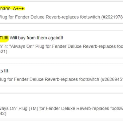 "Always On" Plug (TM) for Fender '65 Super Reverb Reissue - Eliminates Footswitch image 10