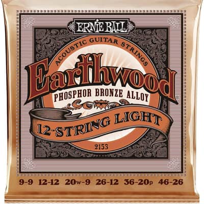 Ernie Ball Earthwood 12-String Light Phosphor Bronze Acoustic Guitar Strings, 9-46 Gauge (P02153) image 1