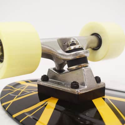 EVH Black With Yellow Stripes Skateboard Made in the USA by Aluminati Boards image 9