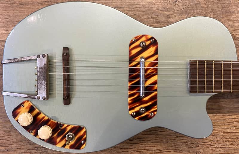 1953 Kay K-125 Stratotone "Peanut" Gloss Refinished Teal Green Electric Guitar with Vox Hardshell Case image 1
