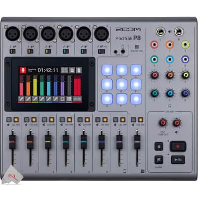 Zoom PodTrak P8 Portable Multitrack Podcast Recorder + Behringer XM1800S Microphone (3-pack) + 3x Samson SR350 Over-Ear Stereo Headphones + Microphone Pop Filter + 3x 8mm XLR Microphone Cable + 3x TableTop Tripod + Rechargeable Battery & Charger image 2