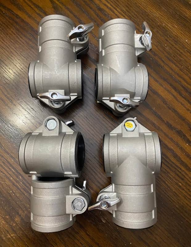 Lot of 4 Millenium Drum Rack Tube Connection Clamps, 1.5" to 1.5" image 1