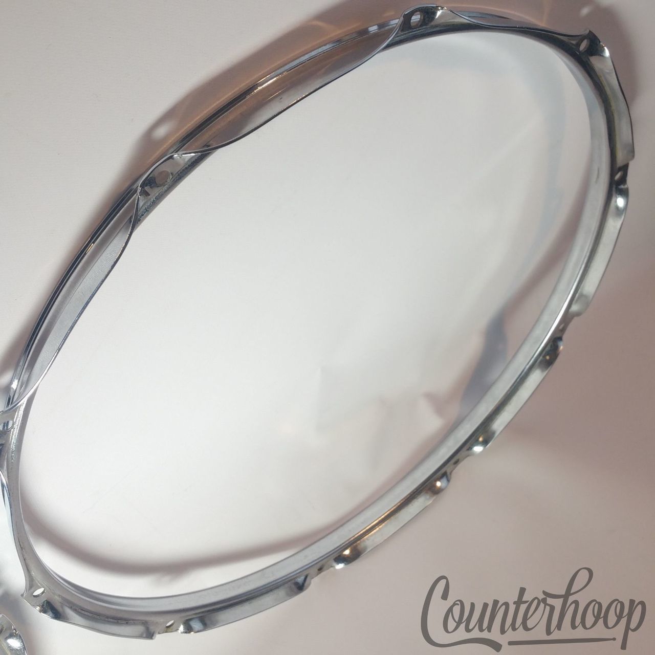 Ludwig 15" 10-Lug Tom/Marching Snare Drum Batter Rim/Hoop Chrome Vintage 60s USA — main photograph