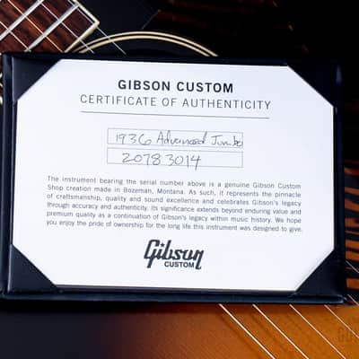 Gibson Custom Historic 1936 Advanced Jumbo Reissue, Adirondack Red Spruce, VOS Vintage Sunburst image 20