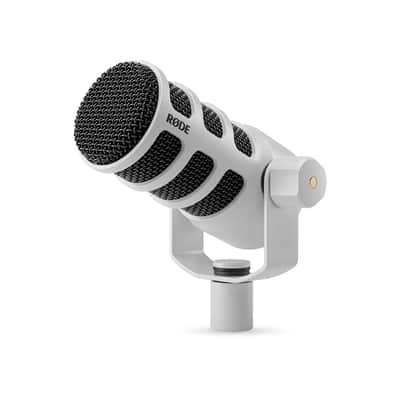 Rode PodMic Cardioid Dynamic Broadcast Microphone (White) with StreamEye LowPro Mic Boom Arm and Professional Grade XLR Cable image 2
