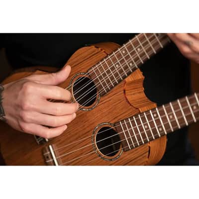 Ortega Custom Built Series Double Neck 4 & 8 String Tenor Acoustic-Electric Ukulele w/ Bag image 11