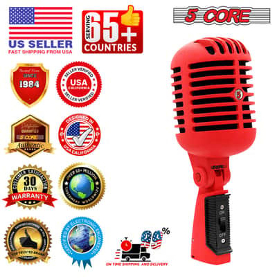 5Core Vintage Microphone Classic Dynamic Professional XLR Studio Retro Style Mic RED image 12