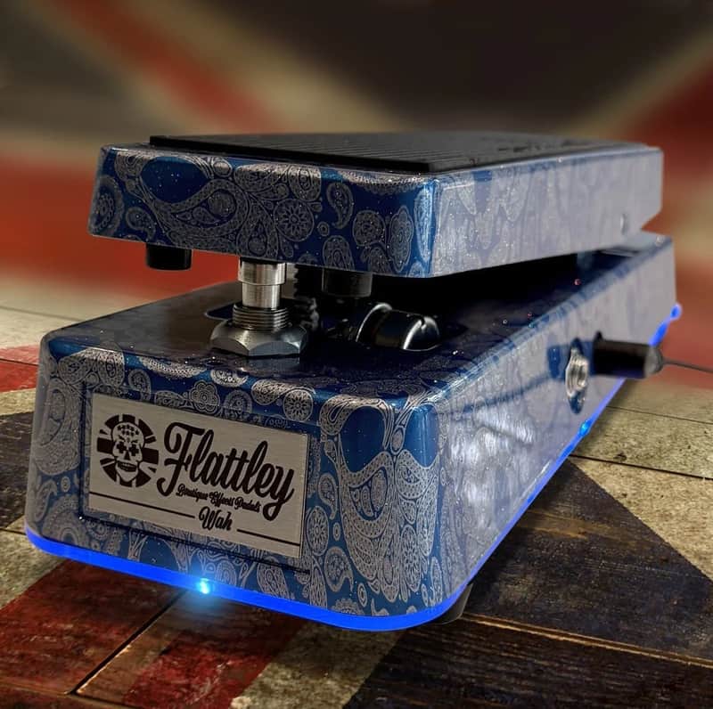 Flattley Guitar Pedal Guitar Blue Skulls – The Flattley Wah 10th Anniversary Edition image 1