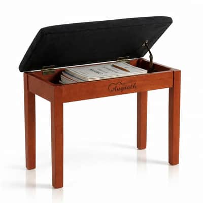 Augioth Solid Wood Piano Bench with Storage | Professional Keyboard Stool with Suede Cushion,An piano stool designed for extended practice sessions(Brown) image 7