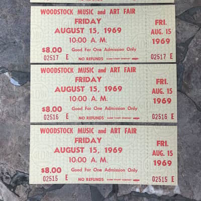 4 Original  1969 Woodstock Festival Friday tickets consecutive #'s image 1
