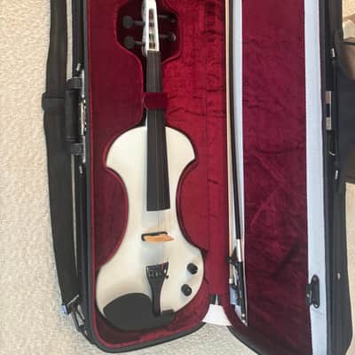 RARE Fender FV-1 Electric Violin - White with original case, chin rest, shoulder rest, Fender practice amp, and Presto bow image 1