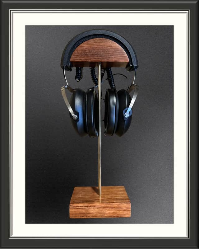 MachMachines Handmade Wood and Brass Headphone Stand image 1