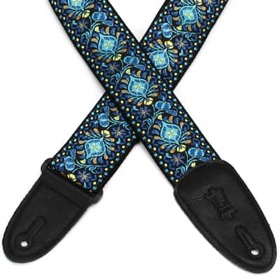 Levy's M8HT 2-inch Jacquard Weave Guitar Strap - Blue and Yellow Floral image 1