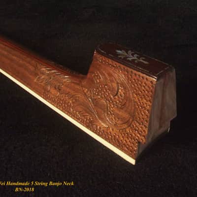Handcrafted 5 String Banjo Neck, Solid Walnut HummingBird Inlay, Heel Carved BN-2018 Bruce Wei image 5