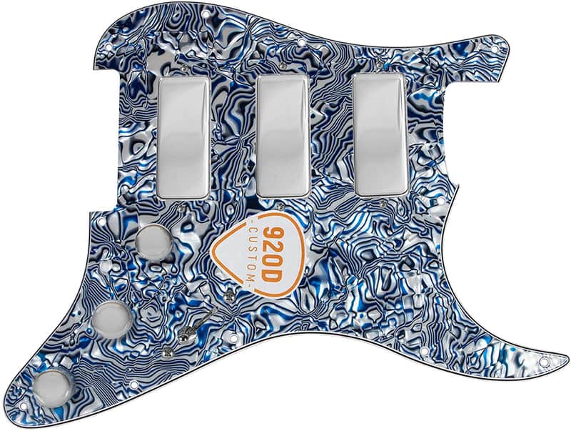 920D Fiesta Pickups Stadium Triple Mini-Humbucker Loaded Pickguard, Blue Shell image 1