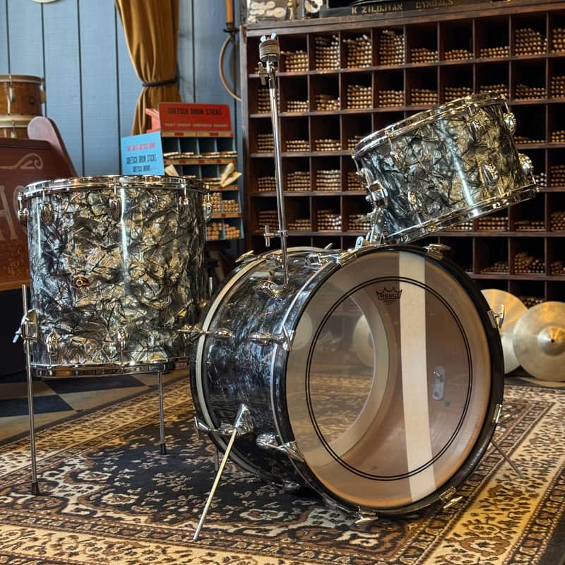 VINTAGE 1960's-70's Slingerland Mixed Era Drum Set in Black Diamond Pearl - 14x20, 9x13, 16x16 image 1