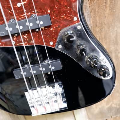Warmoth J-style Custom Bass - Black with Tortoise Pickguard - Hard Case Included image 8