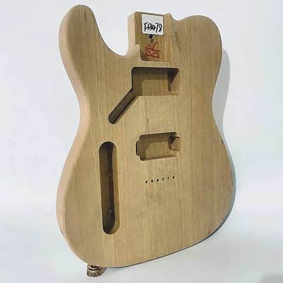 Left Handed Ash Wood Tele Style Guitar Body, String Through Bridge image 4