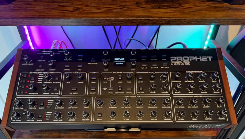 Dave Smith Instruments Prophet Rev2 Desktop 16-Voice Polyphonic Synthesizer 2017 - 2018 - Black with Wood Sides image 1