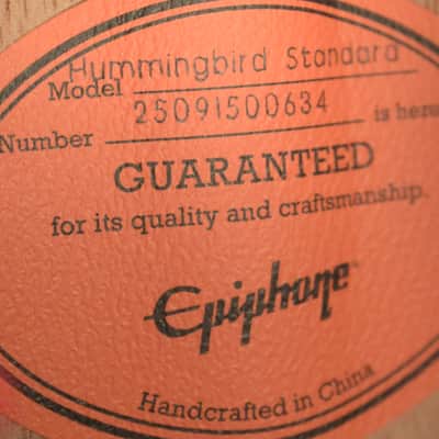 Epiphone Hummingbird Standard Cherry Sunburst w/ Premium Gig Bag image 10