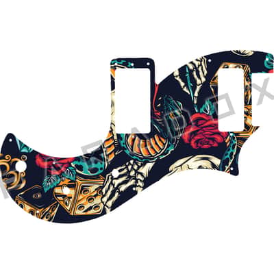 Custom Pickguard For 2020 - 2024 Made in America PRS S2 Vela Type-D Single-coil - Vintage Flash Tattoo Graphic .090" image 1