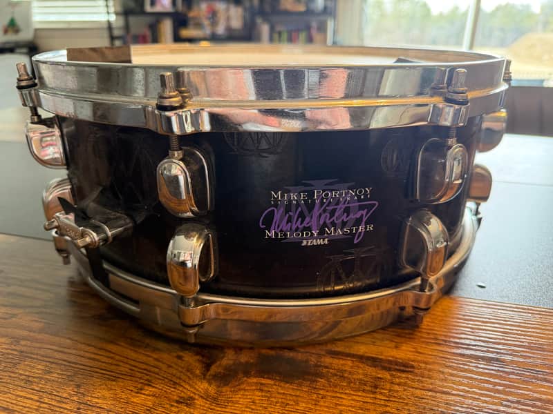 Tama 5.5x14" Mike Portnoy Melody Master Signature Bubinga Snare Drum 2010s - Black with Engraving image 1