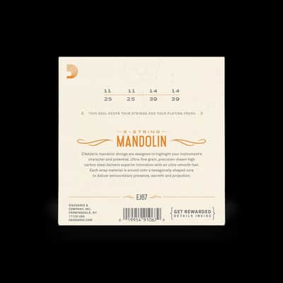 Set of D'Addario EJ67 Nickel Wound Mandolin Strings, Medium Guage 11 - 39 image 2