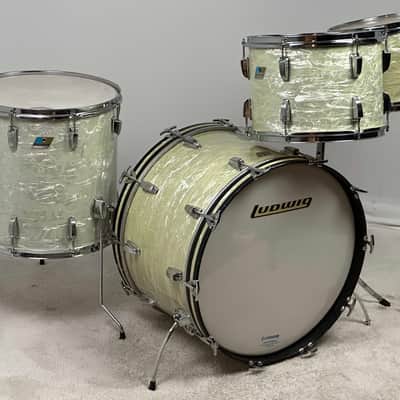 Ludwig 22/13/14/16" 70's 3-ply Drum Set - White Marine Pearl image 4