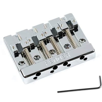 Genuine Fender HiMass 4-String Bass Bridge with Zinc Saddles, CHROME image 3