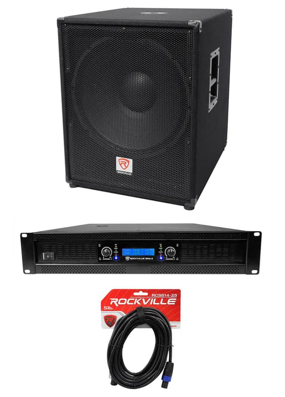 Rockville PBG18 18" 2000 Watt 8 Ohm Pro DJ PA Subwoofer Sub+Power Amplifier Amp image 1