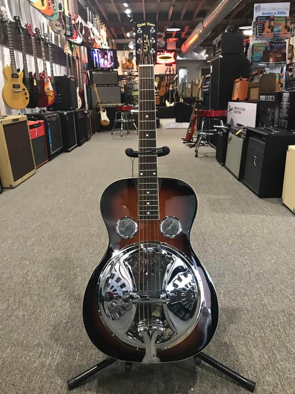 Gold Tone PBR Paul Beard Signature Round Neck Resonator w/ Electronics Two Tone Tobacco image 1