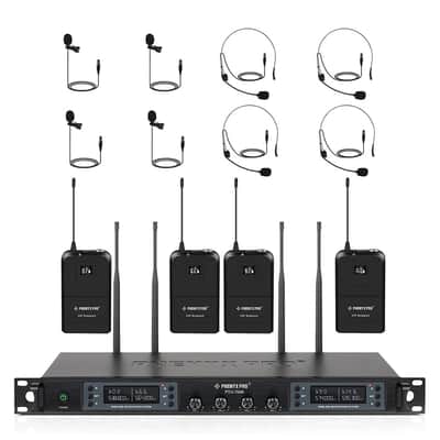 Phenyx Pro PTU-7000-4B Quad UHF Wireless Microphone System With Auto-Scan image 1