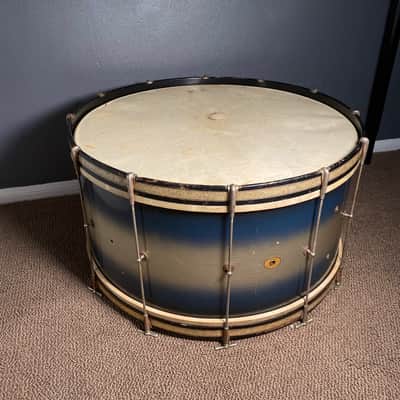 Early 1920s Ludwig  Marching Bass Drum 14x28 in Blue and Gold Duco image 3